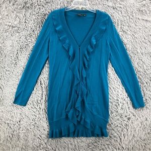 Amber Sun Cardigan 100% Merino Wool Womens Medium Cascading Waterfall Sweater